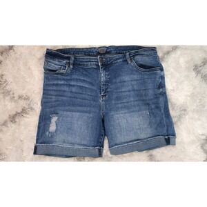 KUT from the Kloth Women's Bermuda Denim Shorts Blue Distressed Cuffed 18W Plus